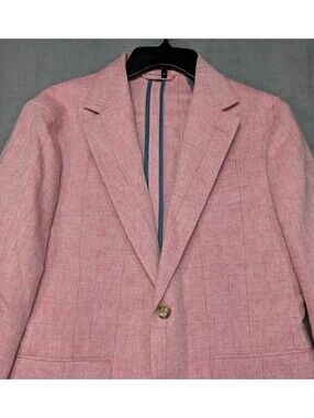 Bonobos Mens 38S Pink Linen Cotton Slim Fit Blazer Sport Coat Italy Wedding Wear